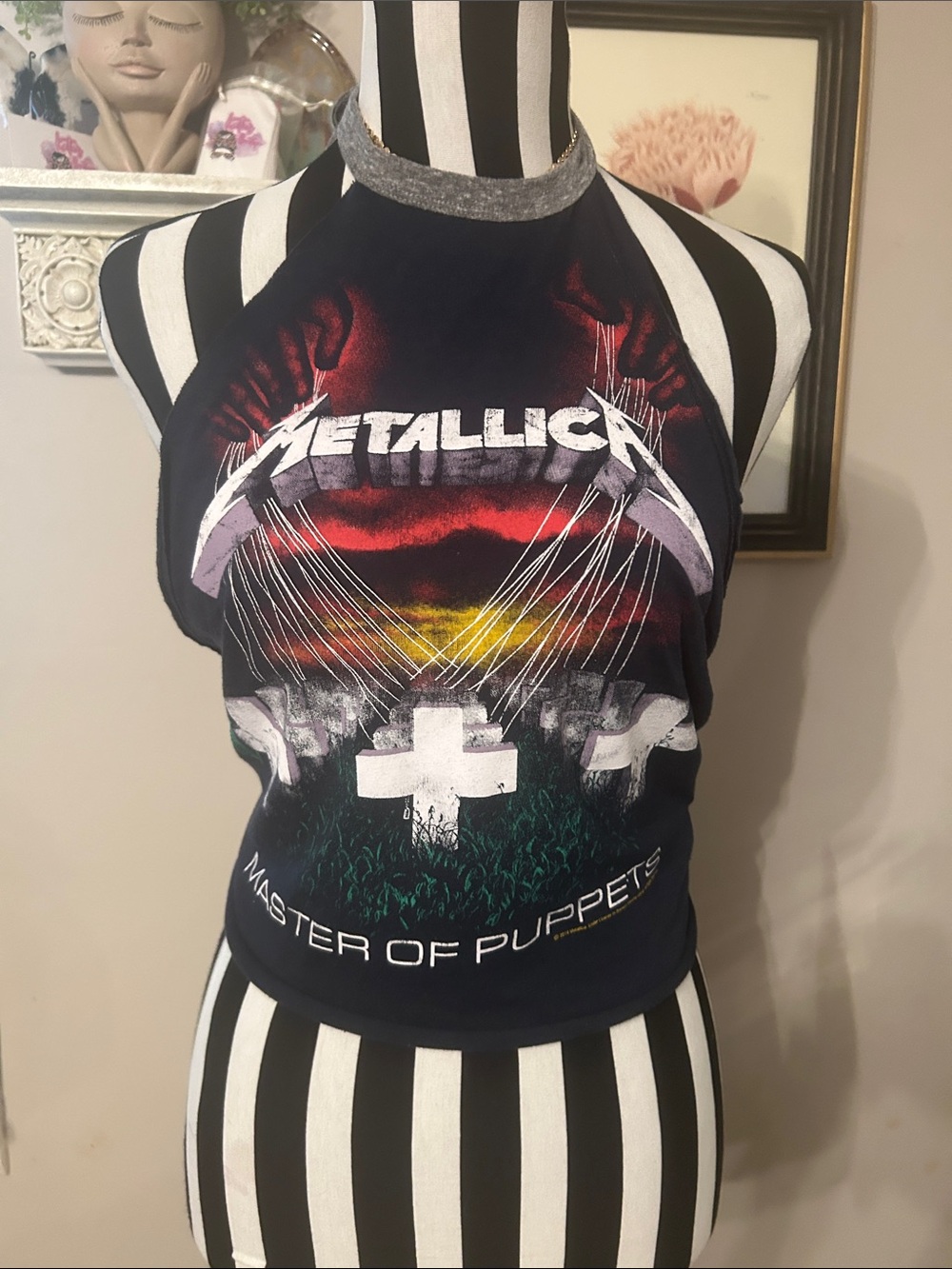 Bravado Metallica Master of Puppets Navy Graphic Crop Top